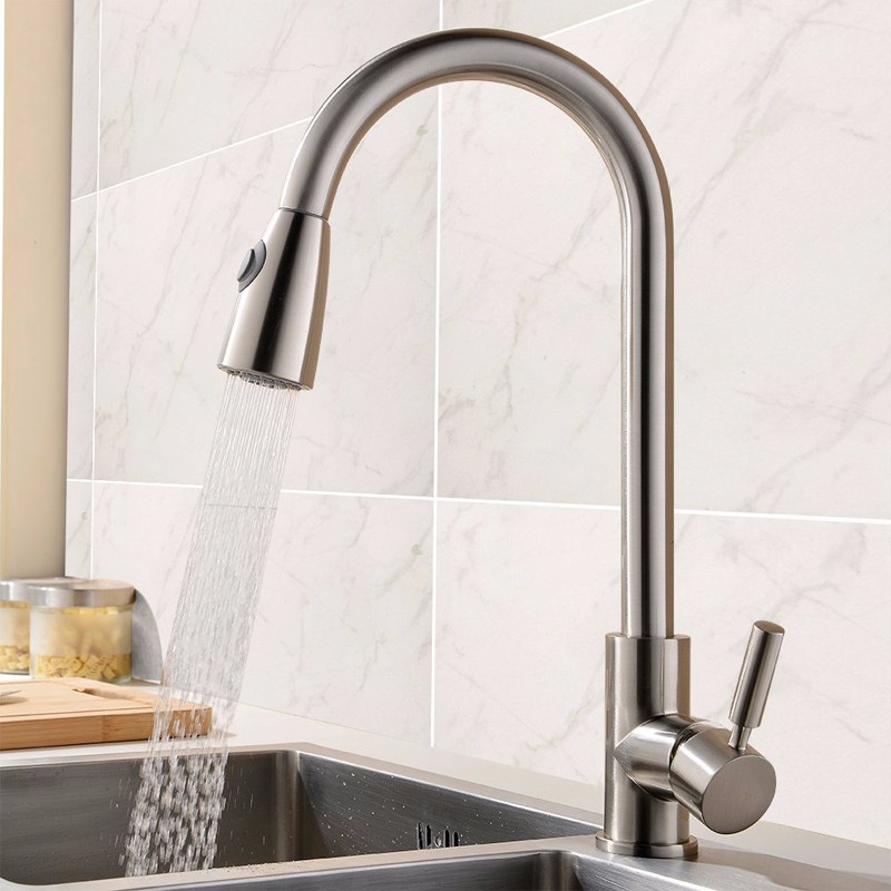 Kitchen Faucet Chrome/ Brushed Deck Mounted Pull Out Sprayer Vessel Sink Cold and Hot Mixer Tap
Kitchen Faucet Chrome/ Brushed Deck Mounted Pull Out Sprayer Vessel Sink Cold and Hot Mixer Tap