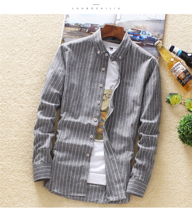 2018 fall new men's long sleeved casual striped shirts, body fitted Lapel shirts, White
2018 fall new men's long sleeved casual striped shirts, body fitted Lapel shirts, White