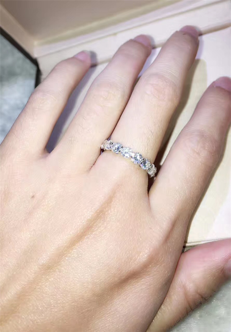 Lovers Eternity 4mm Lab Diamond Ring 925 sterling silver Jewelry Engagement Wedding band Rings for Women Fine Party accessory