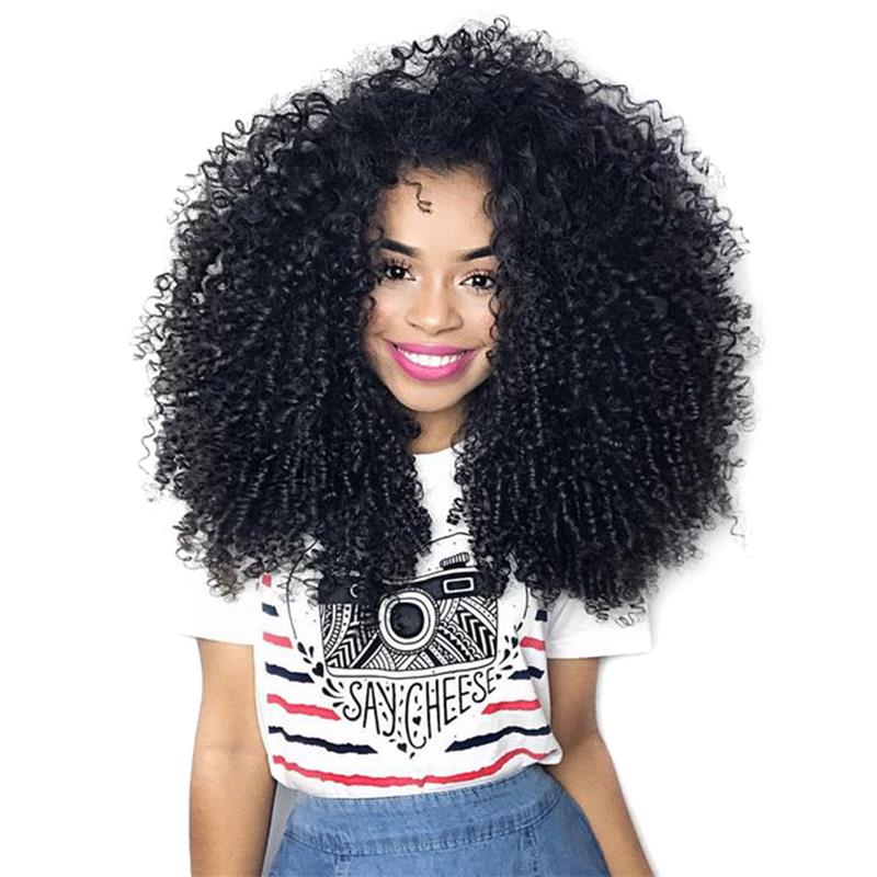 Afro Kinky Curly Lace Front Human Hair Wigs With Bangs Brazilian Full Lace Human Hair Wig Curly For Black Women Grade 9A