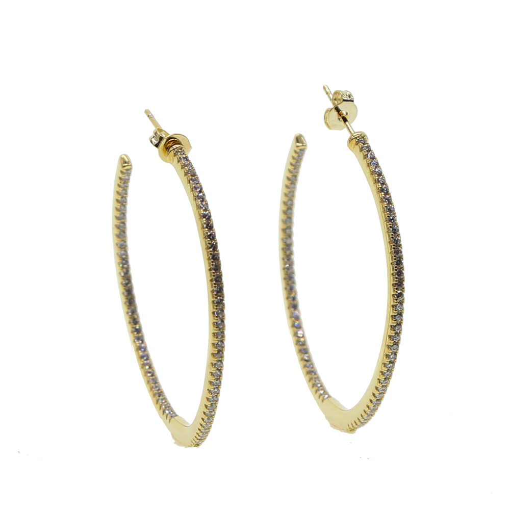 37mm 45mm cz thin hoop earring for women and girl gift big small hoop set pave Clear sparking cubic zirconia elegance gold hoop earrings
