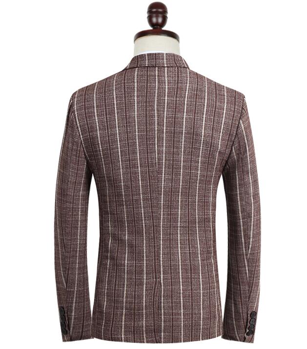 New Men's Suit Three-piece (Blazer+Pant+Vest) Business Wedding Casual Striped Suits Peaked Lapel Two Buttons Decent Trin Fit Tuxedos