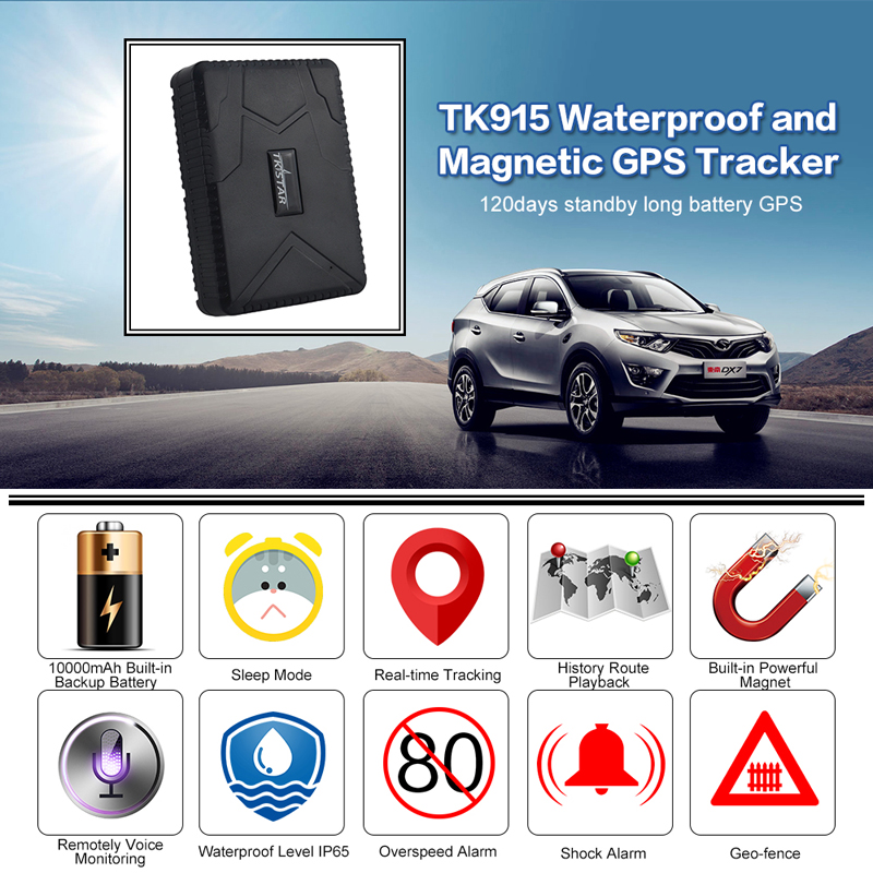 TKSTAR 10000mAh Long Life Battery Standby 120Days Car Vehicle tracker TK915 Waterproof Strong Magnet Motorcycle GPS Locator