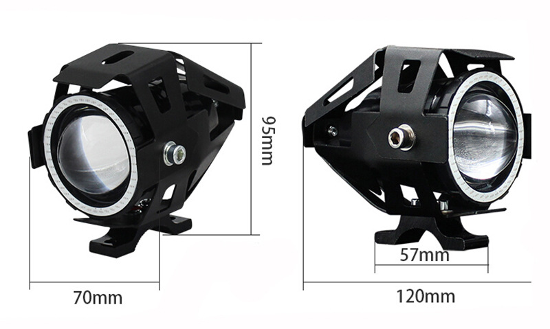 PAMPSEE 2PCS U7 Motorcycle LED Headlights 125W 3000ml Moto Auxiliary Head Lamp Lights 12V U7 LED Motobike Angel Eye Headlamp