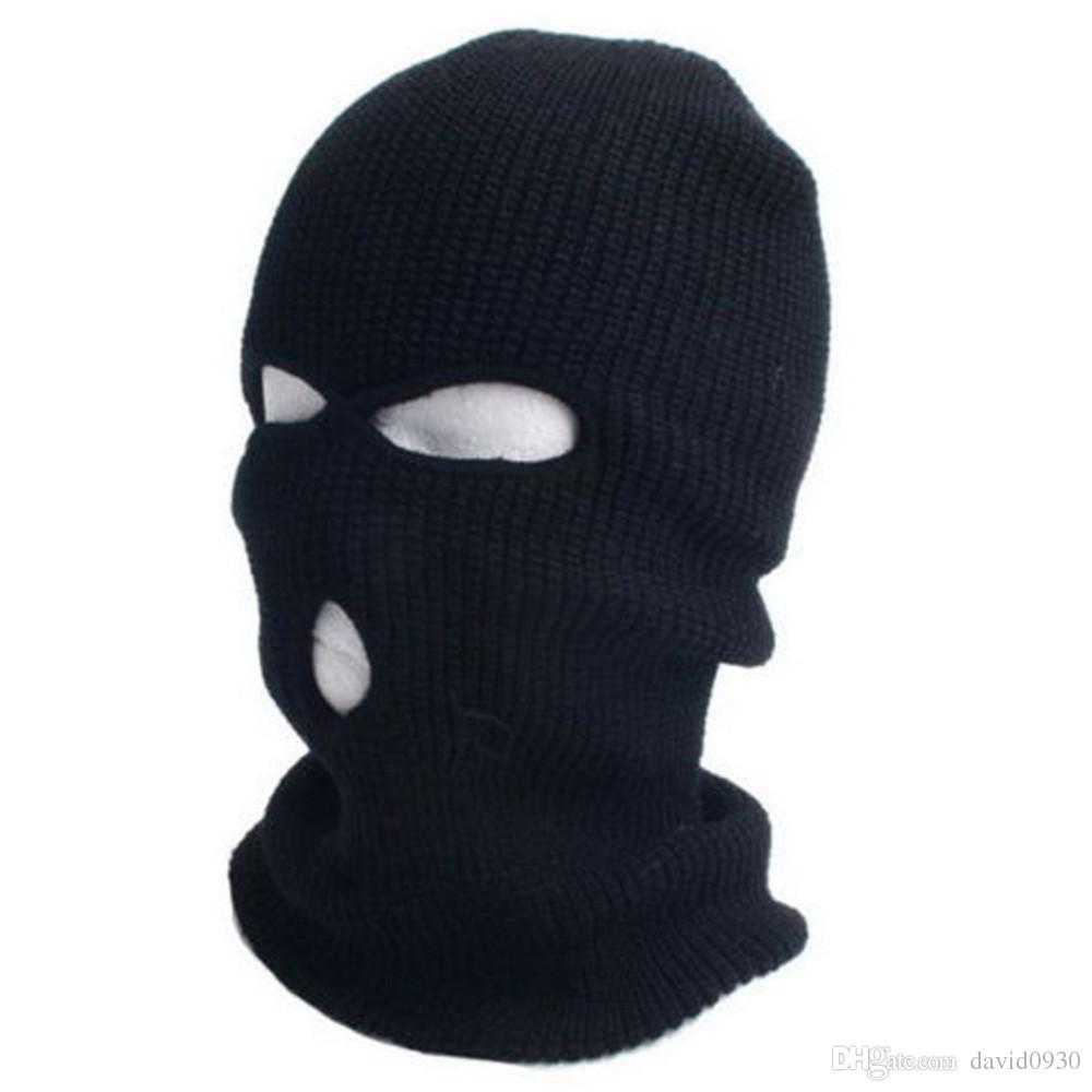 3Hole Knitted Full Face Cover Ski Mask Winter Balaclava Warm Knit Mask for Outdoor Sports