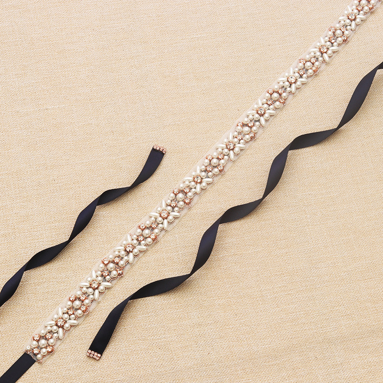 Wedding Sashes Bridal Belt 2019 Rose Gold Rhinestone Pearls Accessories Belt 100% hand-made 8 Colors White Ivory Blush Bridal Sashes