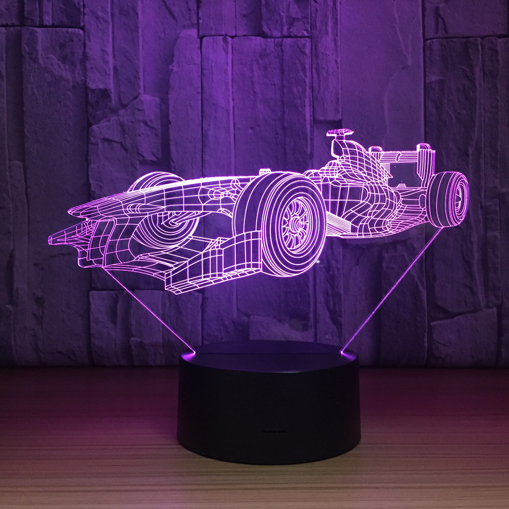 New 3d Lights F1 Racing Colorful Touch Lamp Acrylic Led Touch Led Usb Luminaria Led Night Light Room Lamp