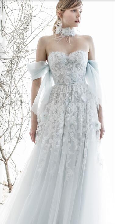 Mira Zwillinger 2018 Wedding Dress Fancy Off Shoulder Sweetheart Floral Lace Applique Bridal Gowns Custom Made