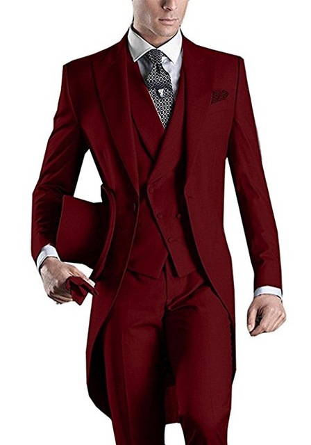 Customize Design Light Grey/Purple/ White/Black/Burgundy/Blue Tailcoat Men Party Groomsmen Suit in Wedding Tuxedos(Jacket+Pants+Tie+Vest)