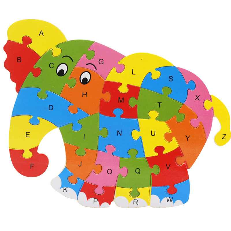 wooden animals english 26 alphabetic letter jigsaw puzzle children 356 years old factory price wholesale mix order 2 set or more