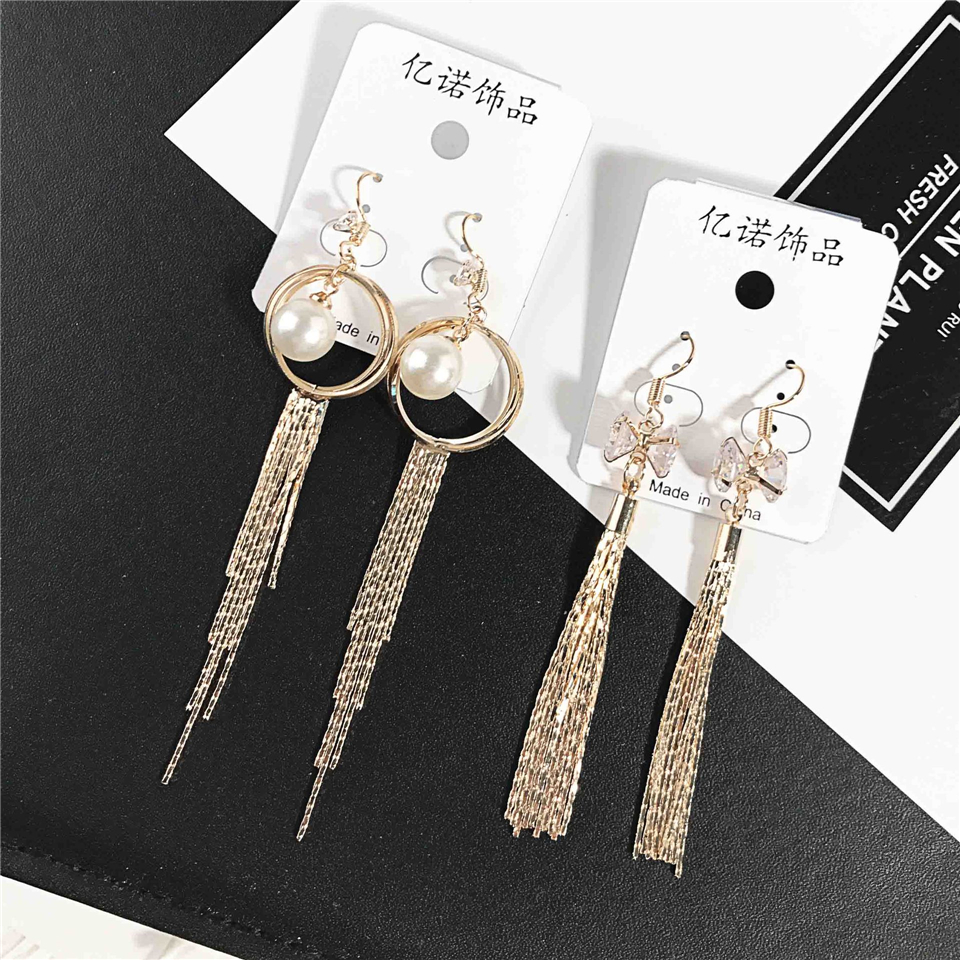 2018 Simple zircon tassel earrings earrings female temperament wild geometry ear jewelry accessories eardrop free shipping