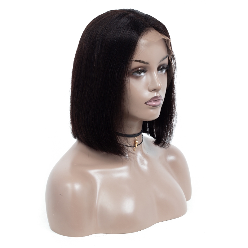 Yirubeauty Indian Virgin Raw Hair 13X4 Bob Wigs Silky Straight 150% Density Natural Color 10-16Inch 2*6