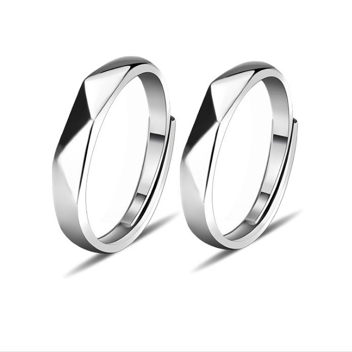 925 Sterling Silver Women Engagement Ring Men Wedding Band Couple Rings Open Adjustable Ring