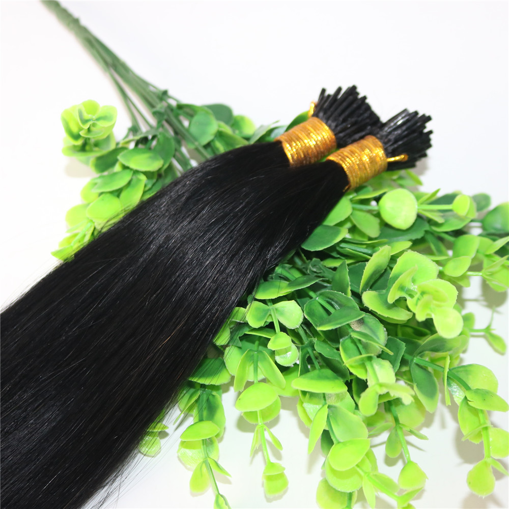 100Strands 100g/set Pre-bonded Brazilian Remy Human Hair Extension Natural Black I Stick tip Hair Extension