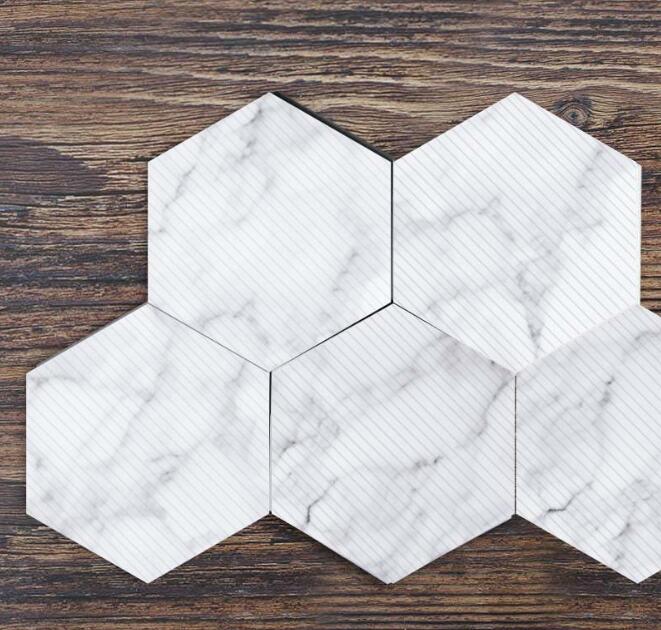Marble Decorative Floor Stickers Wooden White Hexagon Self Adhesive Tile Art Wall Decal Sticker DIY Bathroom Decor