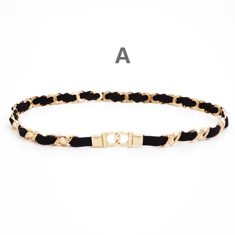 2018 New Arrival Metal Designer Belts Gold Elastic Formal Women Waist Belt With Different Geometry Designs