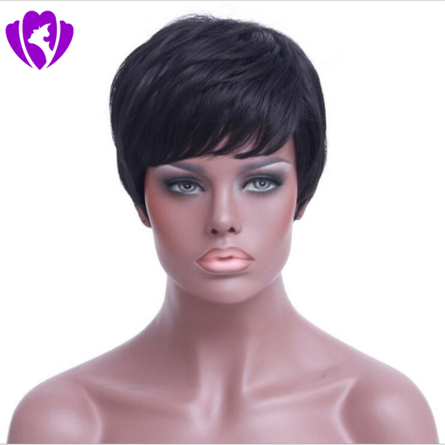 Free shipping Synthetic Black Short Women Wig Straight Wigs for Women Natural Hair Wig Heat Resistant Wigs with Bangs