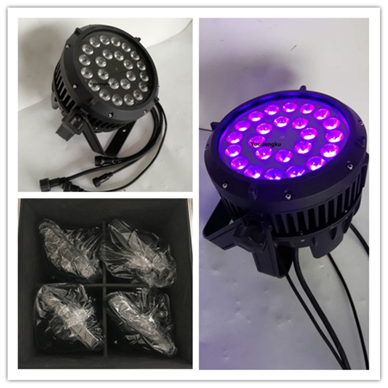 4 pieces with flightcase Led outdoor par professional stage led par can light rgbwa uv 6in1 par led 24x18w