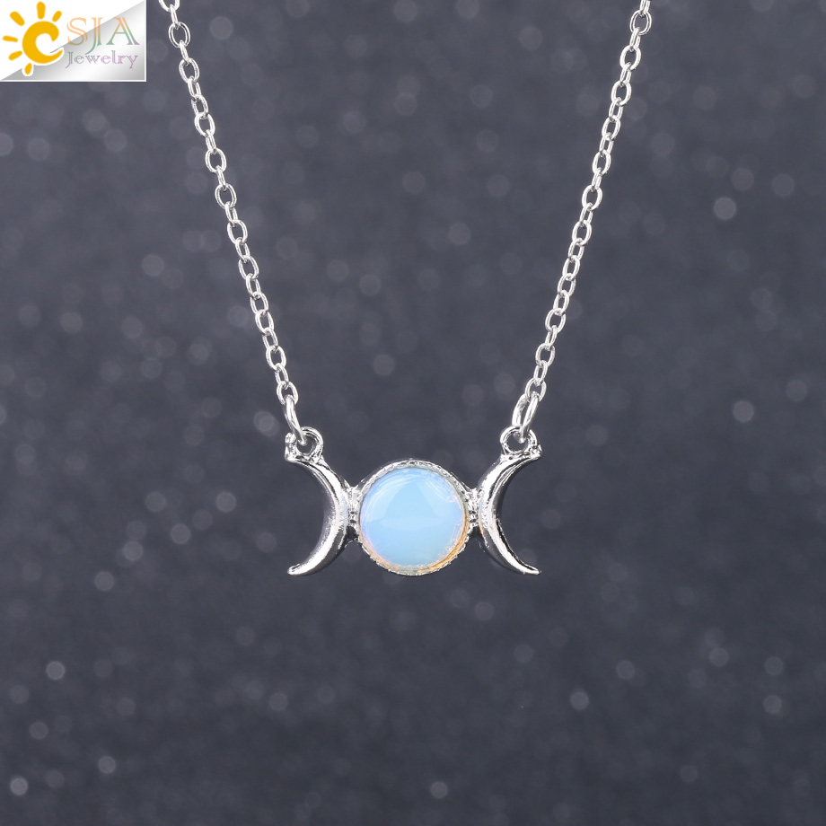 CSJA Wicca Triple Goddess Moon Jewelry for Women Opal Turquoise Howlite Beads Pendant Choker Clavicle Necklaces Gems Stone Jewellery F707 B
CSJA Wicca Triple Goddess Moon Jewelry for Women Opal Turquoise Howlite Beads Pendant Choker Clavicle Necklaces Gems Stone Jewellery F707 B