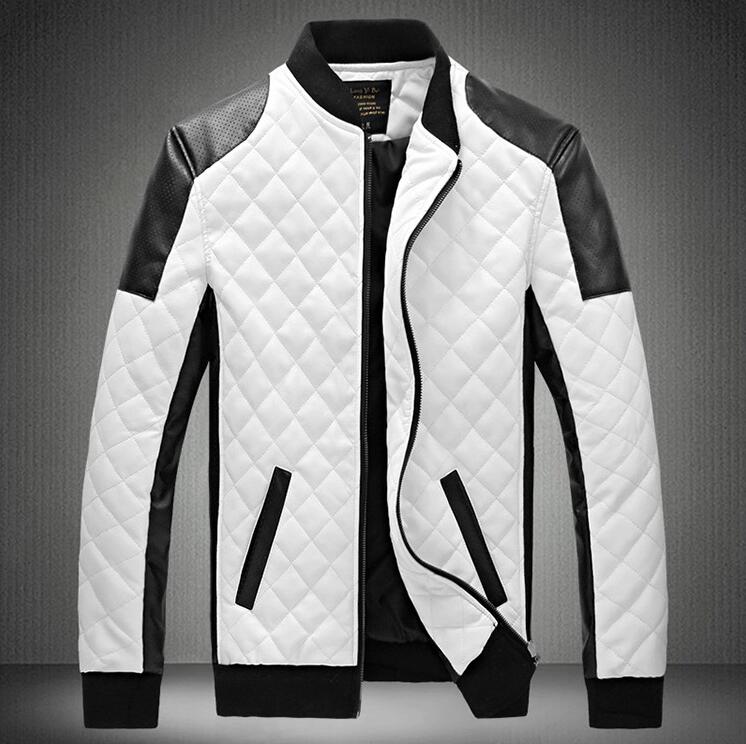 Designer jacket men's stand collar PU leather jacket coat black and white color matching large size motorcycle leather
Designer jacket men's stand collar PU leather jacket coat black and white color matching large size motorcycle leather