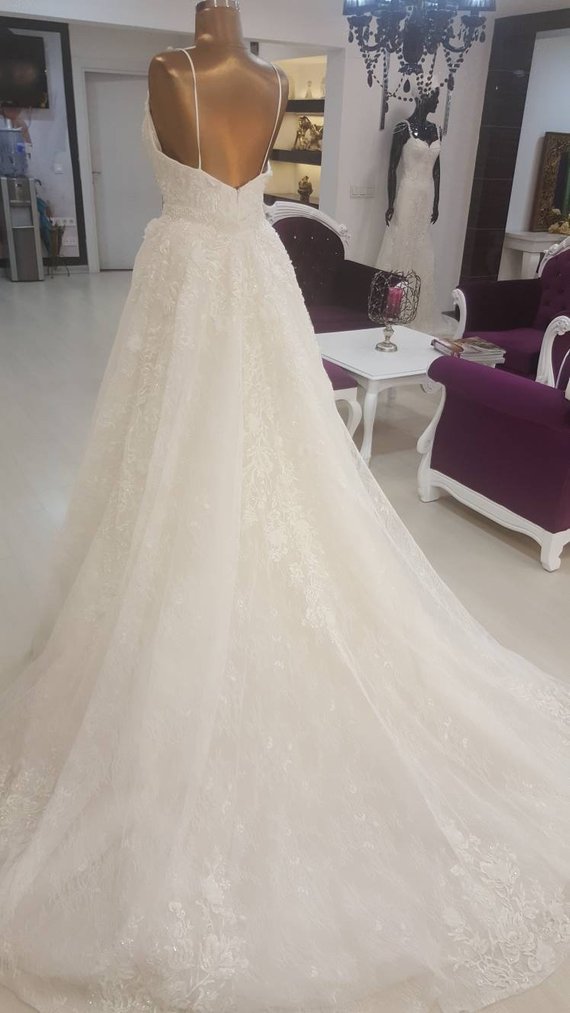 Plus Size Mermaid Wedding Dresses With Detachable Skirt V Neck Real Pictures Lace Appliques Sequins African Wedding Gowns Sexy Backless