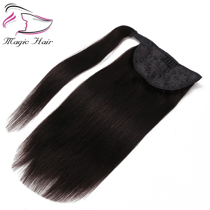 Evermagic Ponytail Human Hair Remy Straight European Ponytail Hairstyle 100g 100% Natural Hair Clip in Extensions
