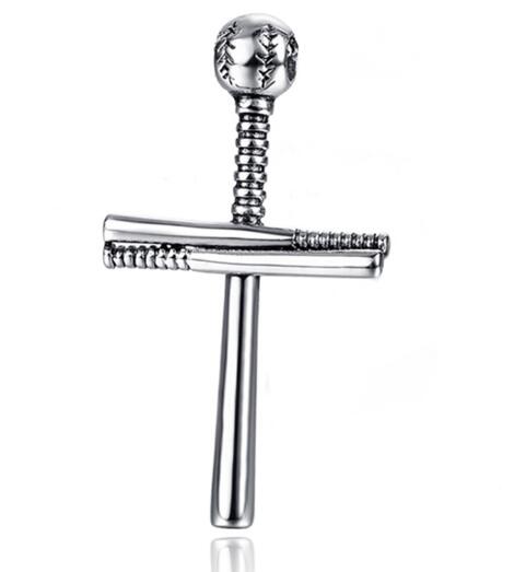 new Fashion new baseball necklace Europe and the United States personality stainless steel cross pendant titanium steel men's hanging decora