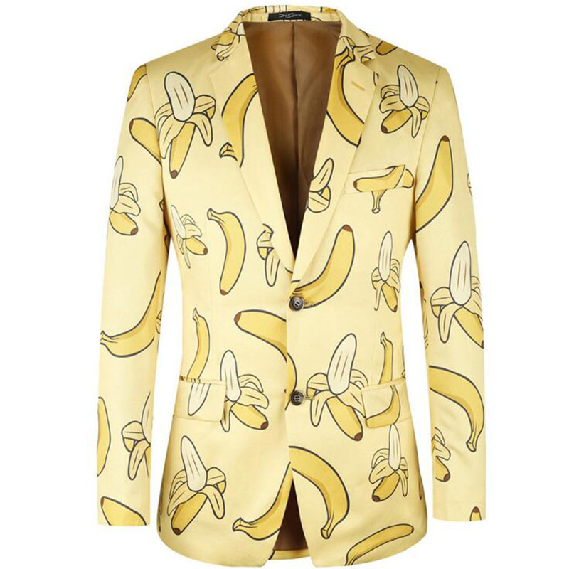 Fashion Men Suit Jacket Casual Banana Pattern Yellow Men Suit Blazer High Quality Brand Jacket For Men, As show
Fashion Men Suit Jacket Casual Banana Pattern Yellow Men Suit Blazer High Quality Brand Jacket For Men, As show