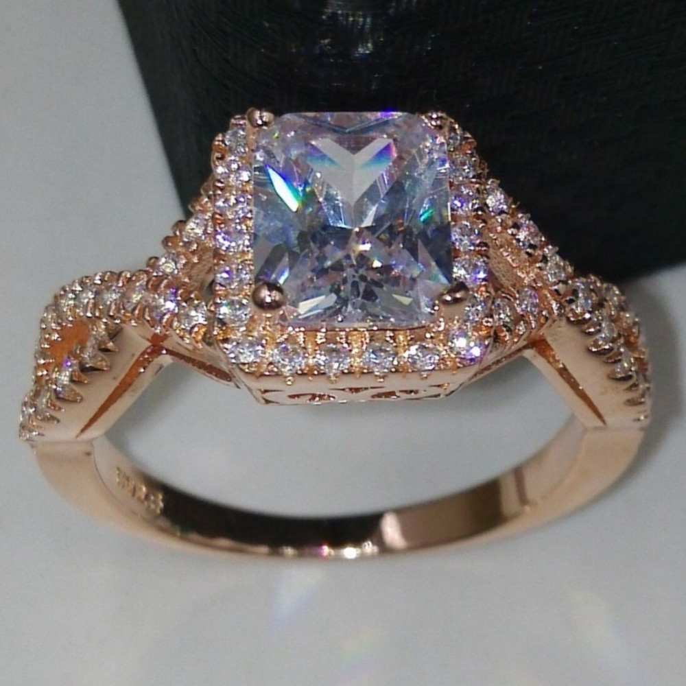 Fashion Jewelry princess cut 4Ct Cz 5A Zircon stone Rose Gold 925 Sterling silver Engagement Wedding Band Ring for Women
Fashion Jewelry princess cut 4Ct Cz 5A Zircon stone Rose Gold 925 Sterling silver Engagement Wedding Band Ring for Women
