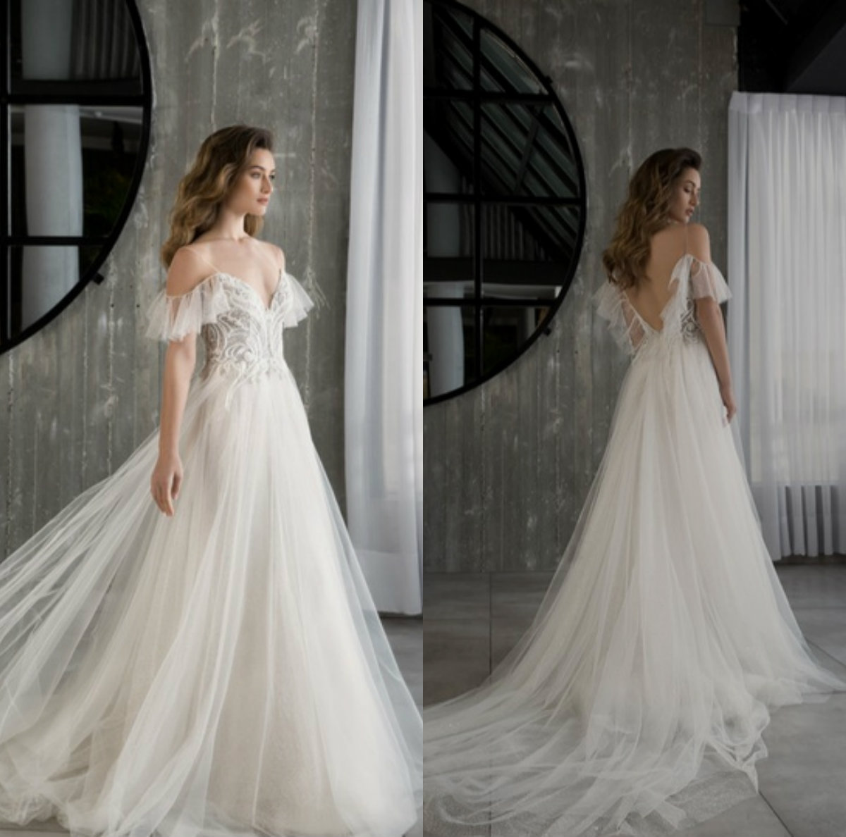 Bohemian Wedding Dresses Spaghetti Lace Applique A Line Tulle Sweep Train Backless Beach Bridal Dress Illusion Cheap Boho Wedding Gowns