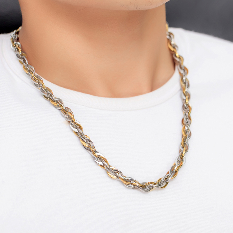 Vitage Rock Hip Hop Titanium Steel Mens Twist Chain Necklace Thick Heavy Link Chain Jewelry Accessories