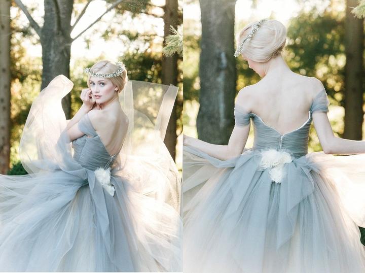 Grey Off Shoulder Tulle V Back New Bridal Wedding Dress Ruched Tiered Skirts Quinceanera Dresses Elegant Formal Party Dresses