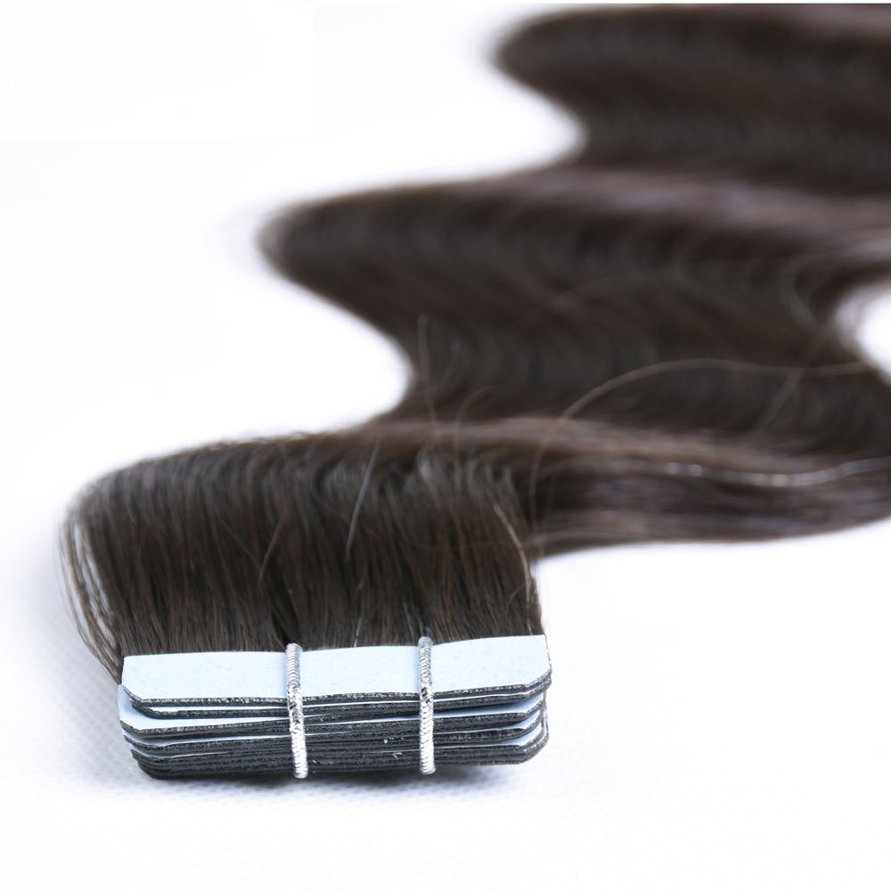 Tape in Human Hair Extensions #1B Natural color body wave Remy Skin Weft Remy Hair Extensions Slik Tape ins Extensions