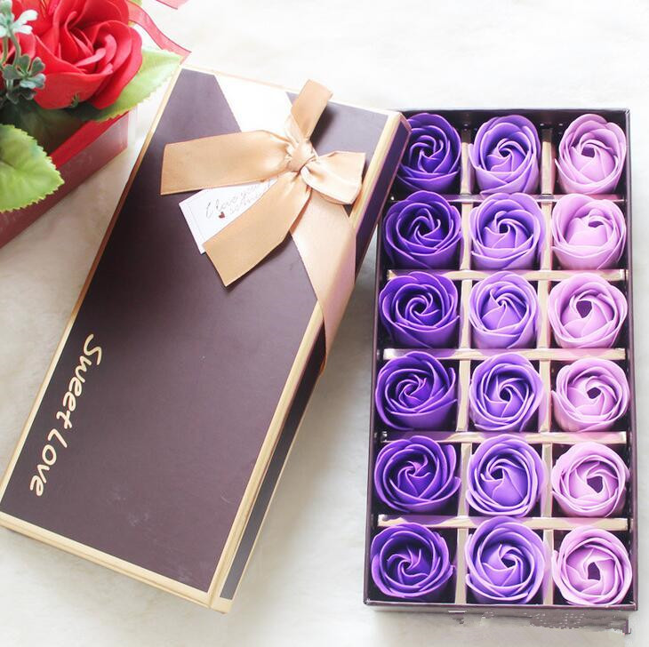 18PCS Rose Soaps Flower Packed Wedding Supplies Gifts Event Party Goods Favor Toilet soap Scented bathroom accessories