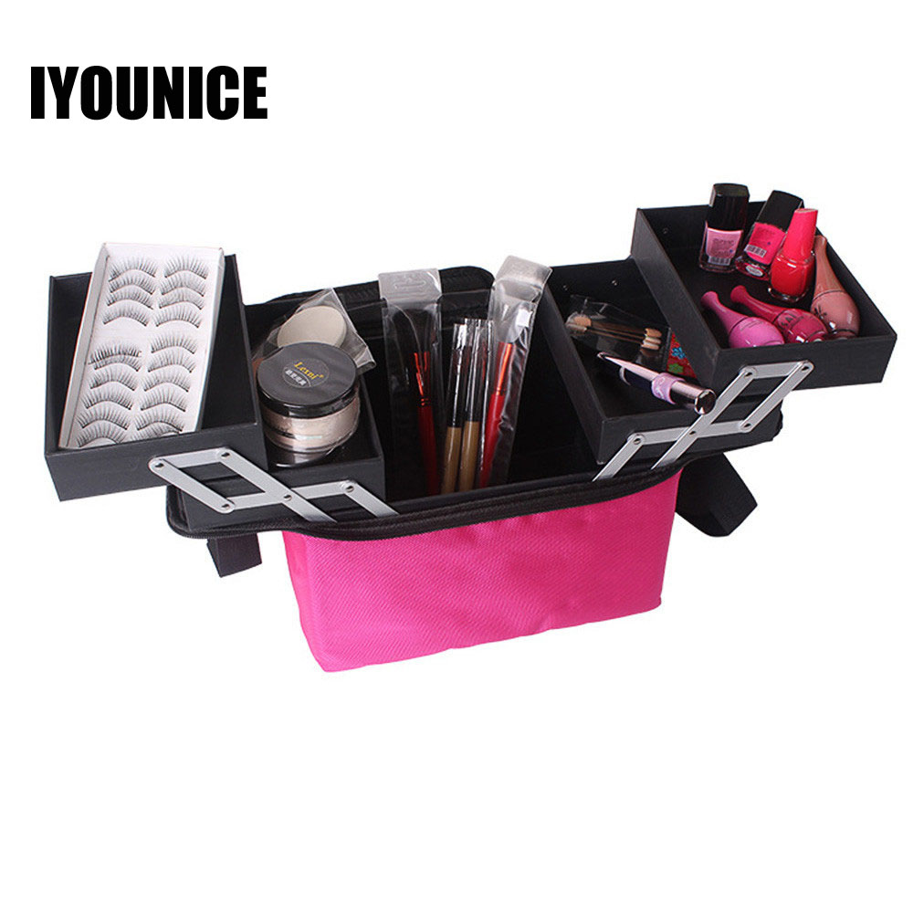 Multilayer Toolbox Suitcase Women Cosmetic Organizer Makeup Box Large Cosmetic Bag Professional Case Beauty Vanity Box