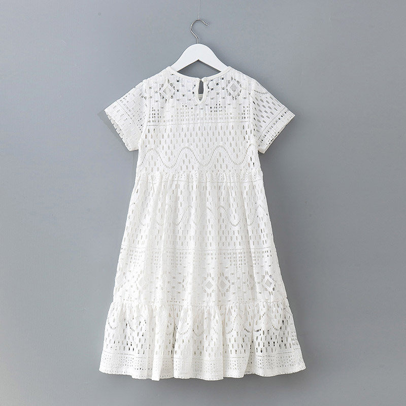 

Girl's hollow PRINCESS dresses, summer NEW children clothing, 6 to 14 years kids & teenager retail boutique lace clothes, R1AH706DS-13, White