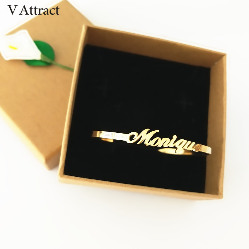 V Attract Personalized Hand Link BFF Jewelry Kpop Custom Name Bracelets Bangles Women Men Bijoux Femme Gold Erkek Bileklik Y1