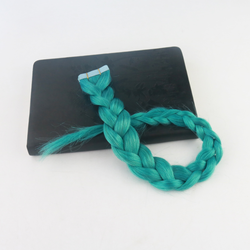 Seamless Tape in Hair Extensions #Teal Green 100% Remy Human Hair Extensions Straight for Fashion Women 40Pcs 100G/Package