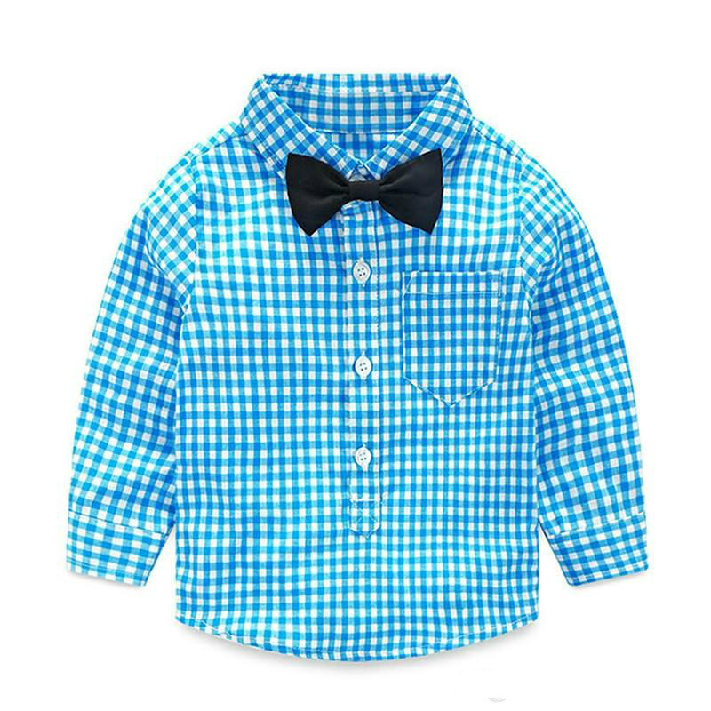 Baby Boy Clothes Spring Newborn Baby Sets Infant Kids Clothing Gentleman Suit Plaid Shirt Bow Tie Suspend Trousers 2pcs Suits