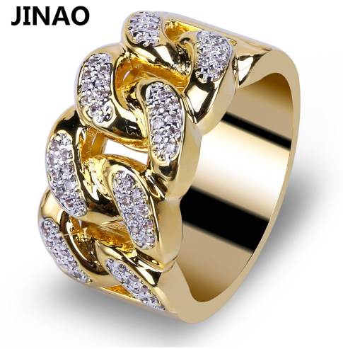 JINAO Gold Hip Hop Rings All Iced Out Micro Pave Cubic Zircon 13mm Width Cuban Chain Ring for Men
JINAO Gold Hip Hop Rings All Iced Out Micro Pave Cubic Zircon 13mm Width Cuban Chain Ring for Men