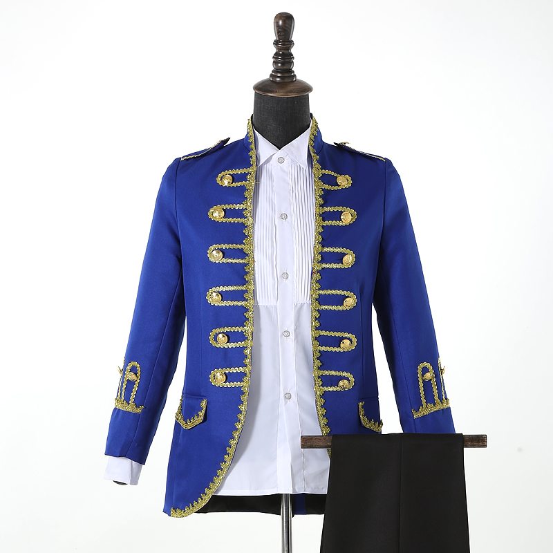 Real picture Double Breasted Gold ornament Wedding Groom Tuxedos Stand Collar Groomsmen Mens Dinner Blazer Suits (Jacket+Pants+Tie) NO:1634