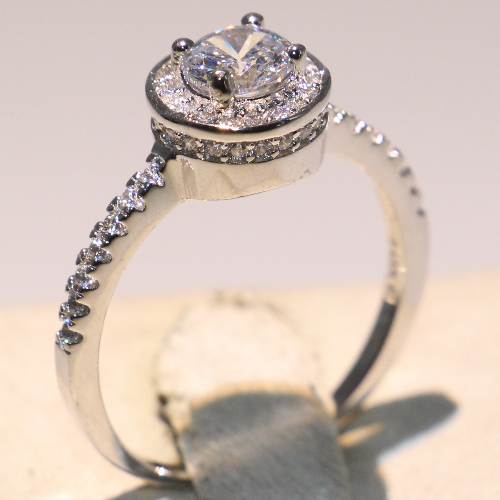 10KT White Gold Fill Topaz Pave CZ Dia 3pcs Wedding Band Ring for Women