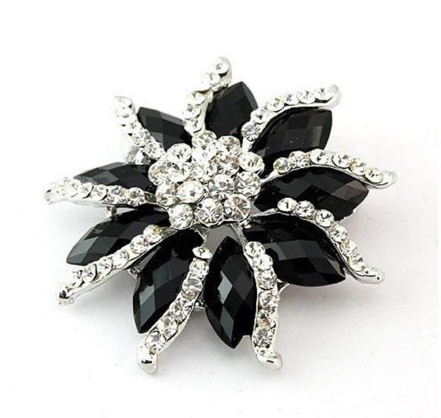 2 Inch Rhodium Silver Tone Marquise Crystal Diamante Flower Bouquet Brooch Party Gift Pins