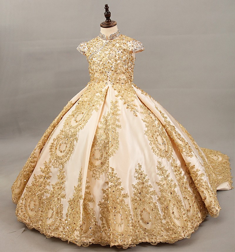 Gold High Neck Flower Girls Dresses For Weddings Ball Gown Beads Lace Appliqued Girls Pageant Dress Cap Sleeves Birthday Gowns, Silver
Gold High Neck Flower Girls Dresses For Weddings Ball Gown Beads Lace Appliqued Girls Pageant Dress Cap Sleeves Birthday Gowns, Silver