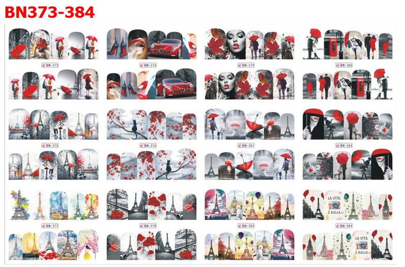 12 sets/sheet Nail Sticker Decal Sliders for Nail Art Decoration Tattoo Manicure Wraps Tools Tip XB1