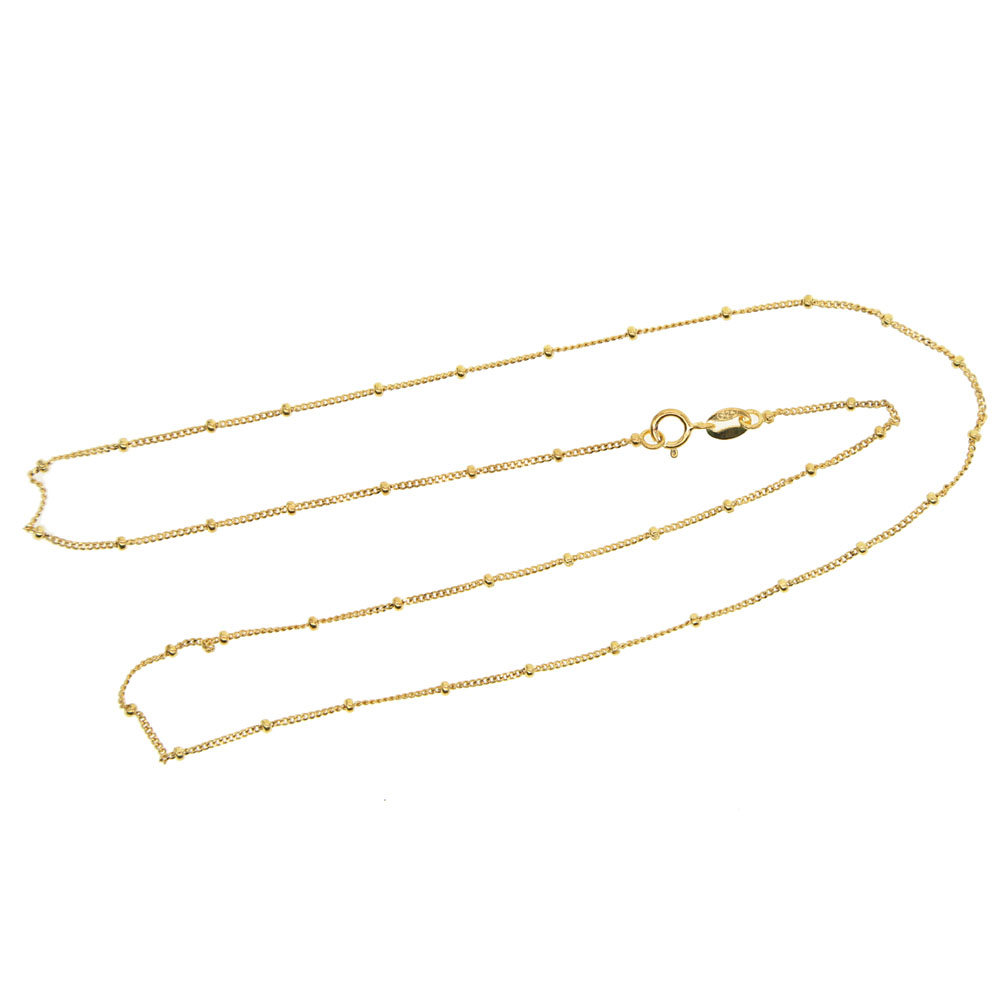 classic basic silver bead chain necklace 100% 925 sterling silver gold silver color 18" chain necklace