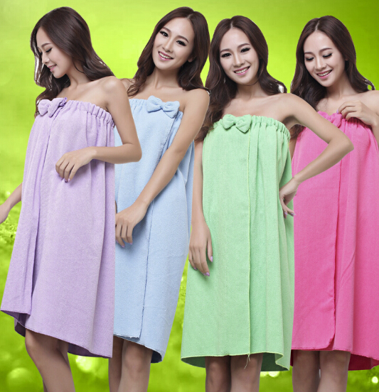 Women Towel Absorbent Microfiber Fleece Shower Spa Body Wrap Bath Towel 145x75cm