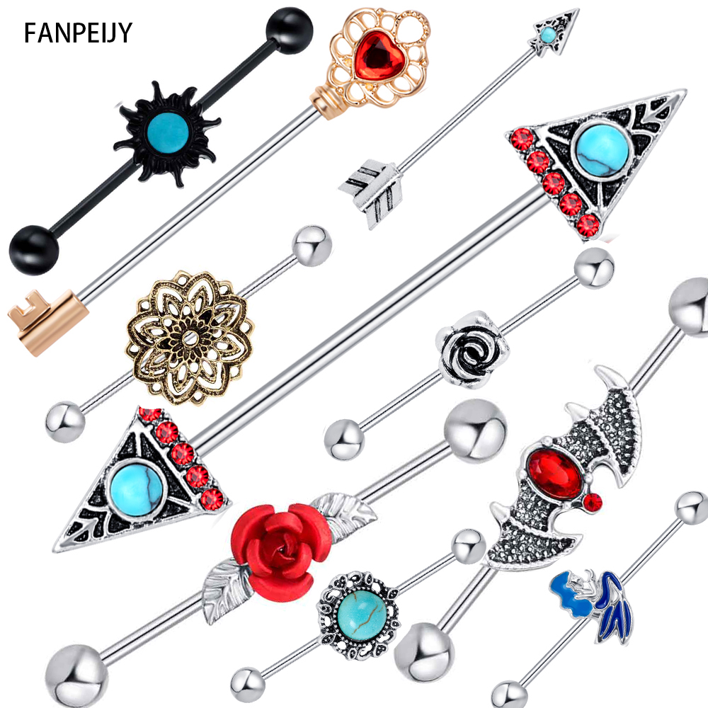 urgical Steel Industrial Barbell Earring Double Arrow Opal Stone Cartilage Helix Piercing Tragus Ear Stretcher 20pcs
urgical Steel Industrial Barbell Earring Double Arrow Opal Stone Cartilage Helix Piercing Tragus Ear Stretcher 20pcs