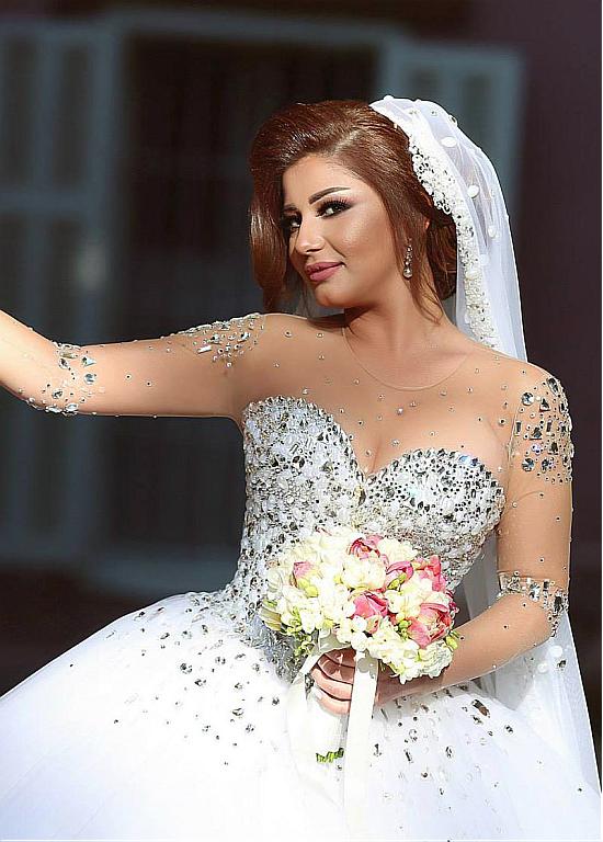 Said Mhamad Wedding Dresse for Brides 2019 Plus Size s Beach A-line Wedding Dress Bridal Gowns Long Sleeve Sheer Neck White Tulle Boho