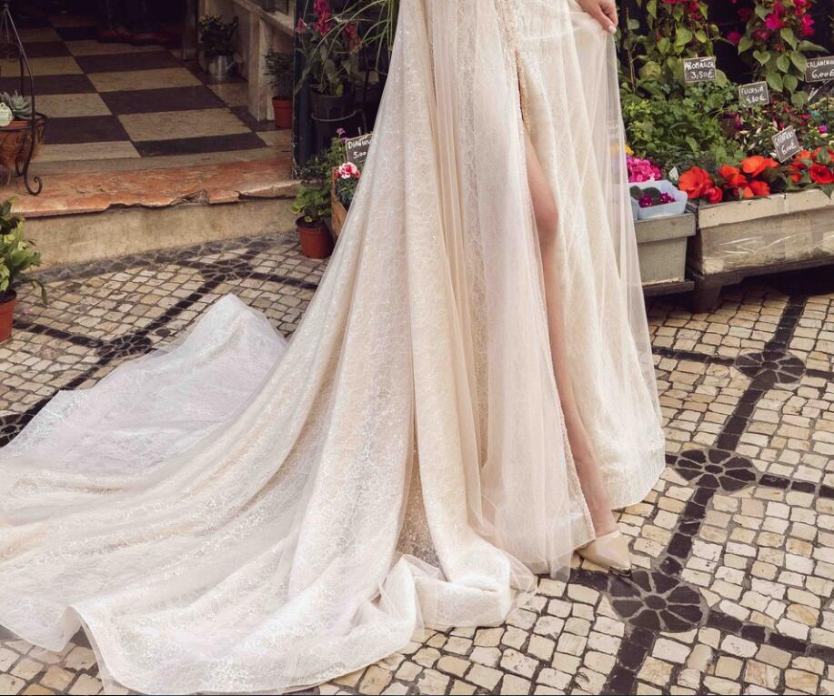 Robe de mariée sirène Plus Size Wedding Dress With Jacket Lace Sequins Applique Sweep Train Boho Bridal Gowns Long Sleeve Wedding Dress
